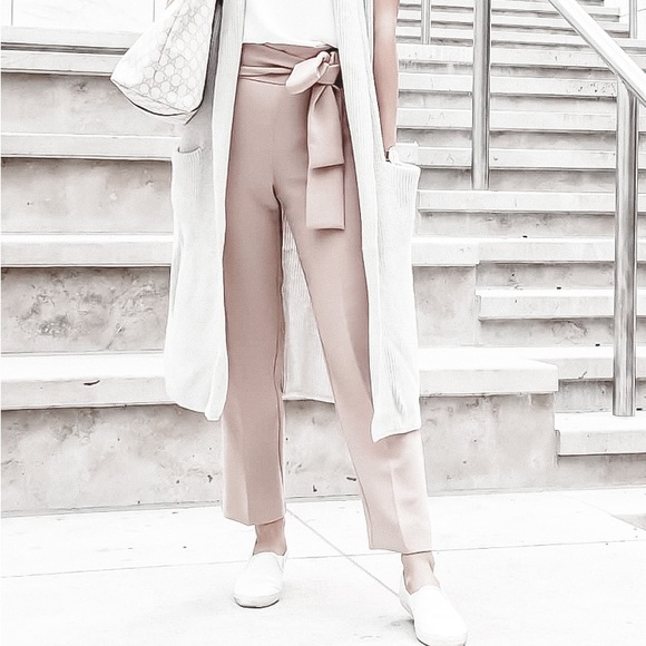 Aritzia Pants - Aritzia Wilfred Beige High Rise Pleated Cropped Pants Trousers 6